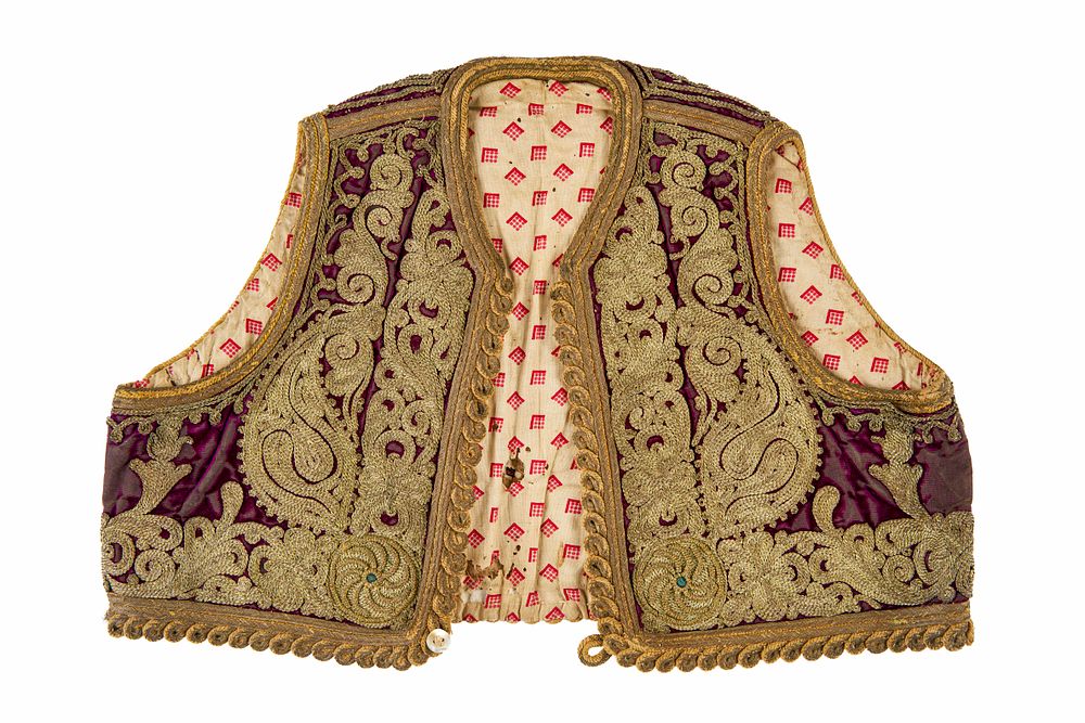 Lot 328: A VELVET AND METAL-THREAD OTTOMAN VEST, TURKEY, 19TH CENTURY