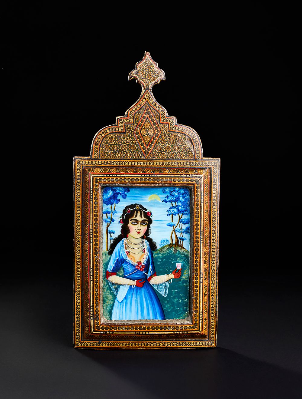 Lot 294: A REVERSE GLASS QAJAR PAINTING, PERSIA, 19TH CENTURY