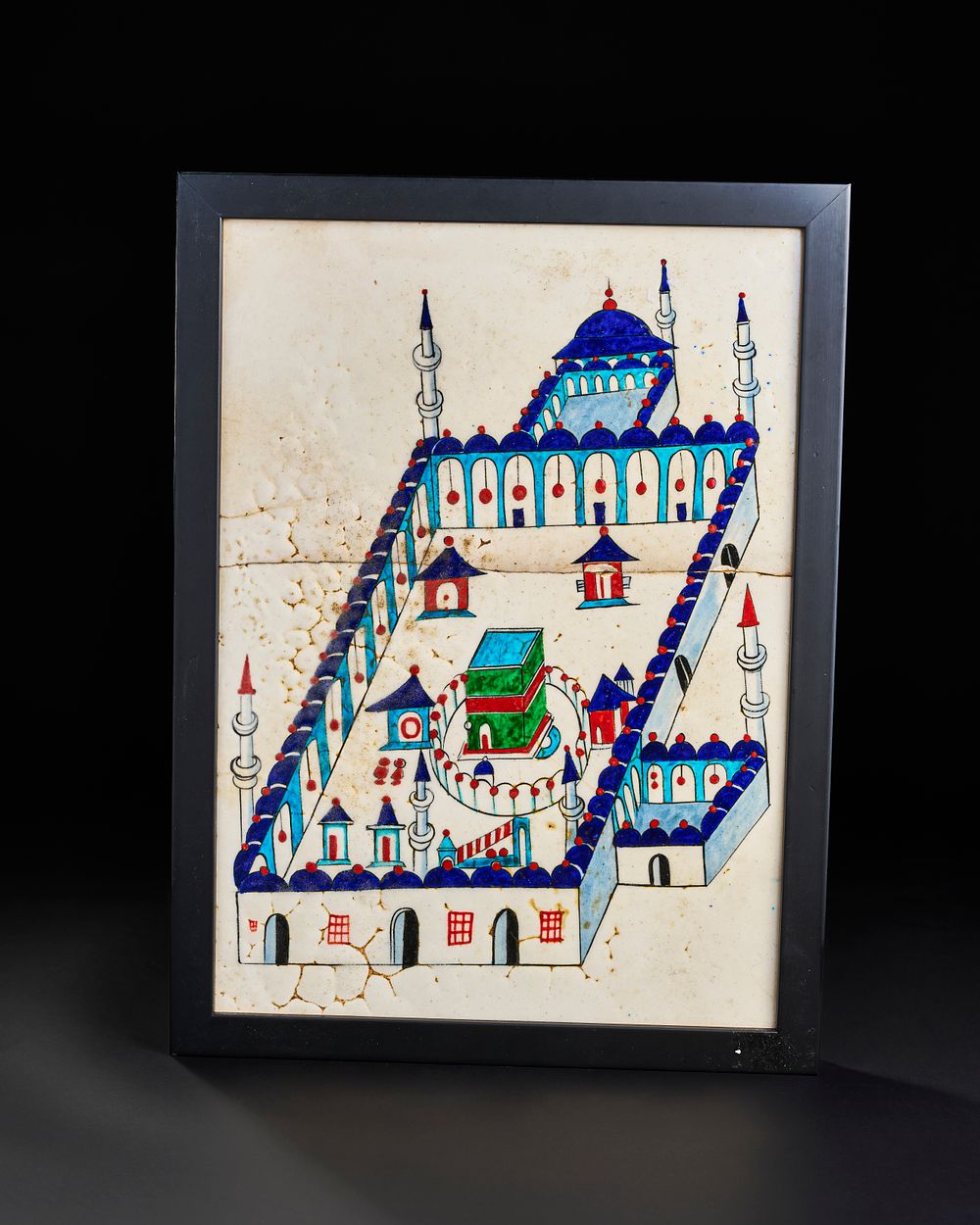 Lot 164: A LARGE OTTOMAN KUTAHIYA GLAZED POTTERY TILE DEPICTING KAABA, 19TH CENTURY