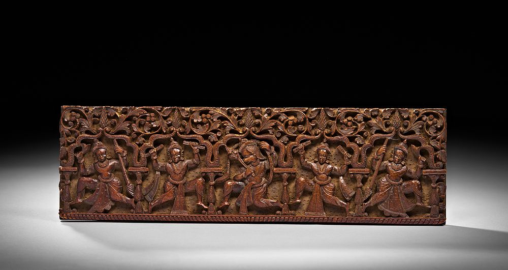 Lot 177: AN INDIAN WOODEN PANEL FEATURING HINDU DEITIES, LATE 19TH CENTURY - EARLY 20TH CENTURY