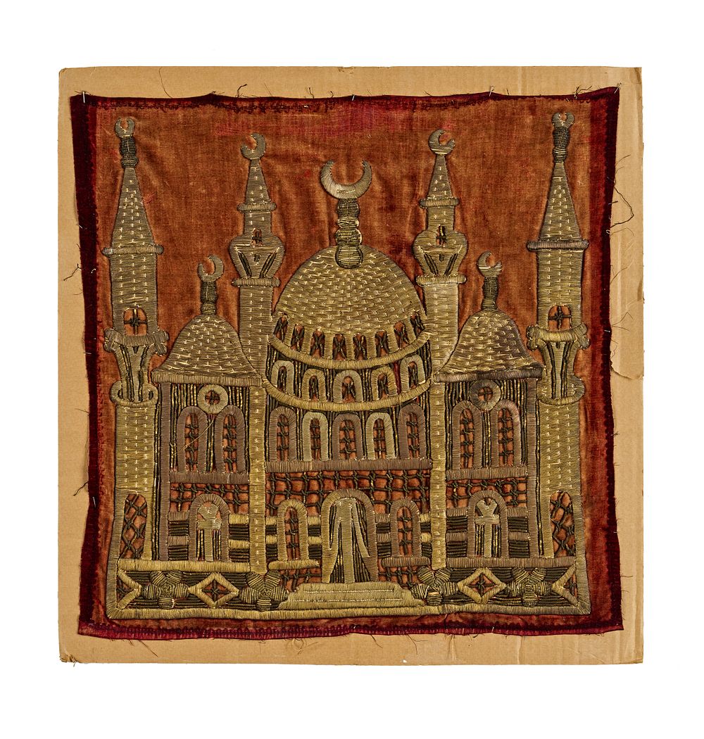 Lot 169: AN OTTOMAN METAL THREAD EMBROIDERED VELVET CUSHION COVER, TURKEY, 19TH CENTURY