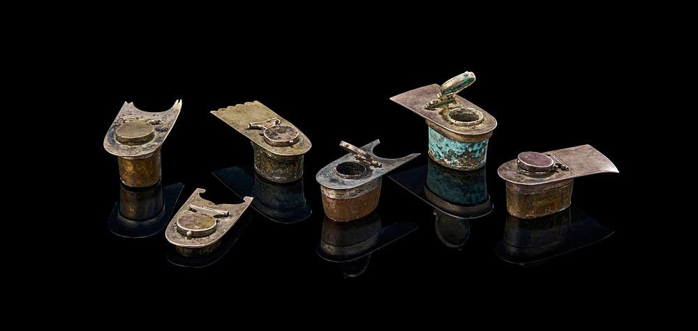 Lot 179: A COLLECTION OF METAL INK BOXES, QAJAR, LATE 19TH CENTURY
