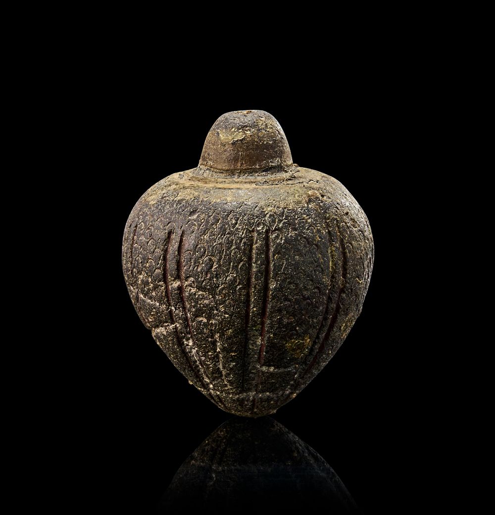 Lot 181: A RARE MAMLUK POTTERY CONICAL FLASK/HAND GRENADE, EGYPT OR SYRIA, 13TH - 14TH CENTURY