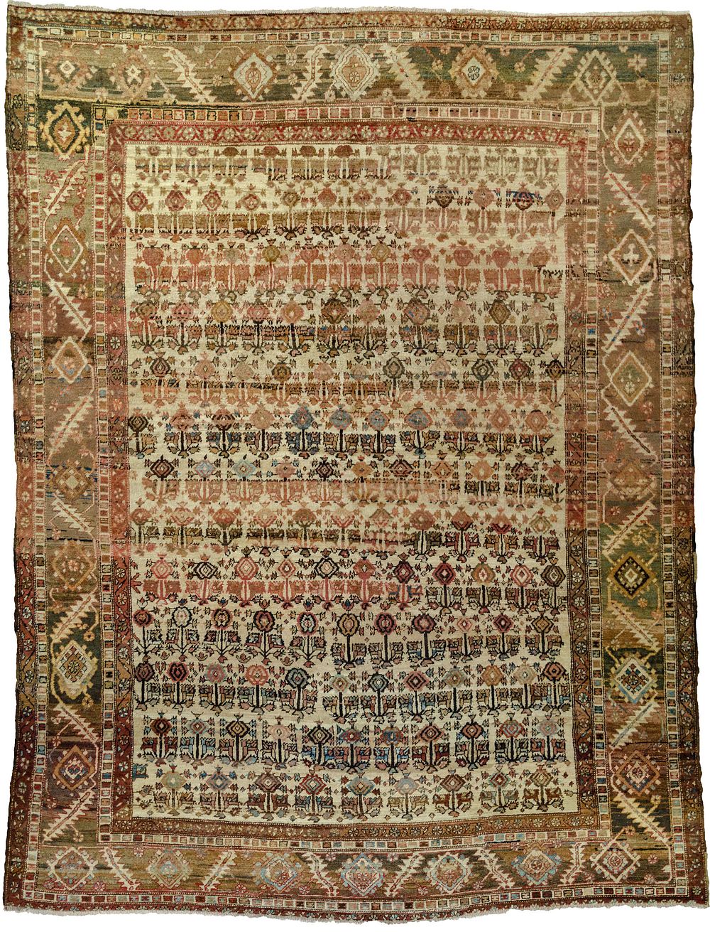 Lot 233: A RARE LARGE ANTIQUE BAKHSHAYSH CARPET 349 X 268 CM