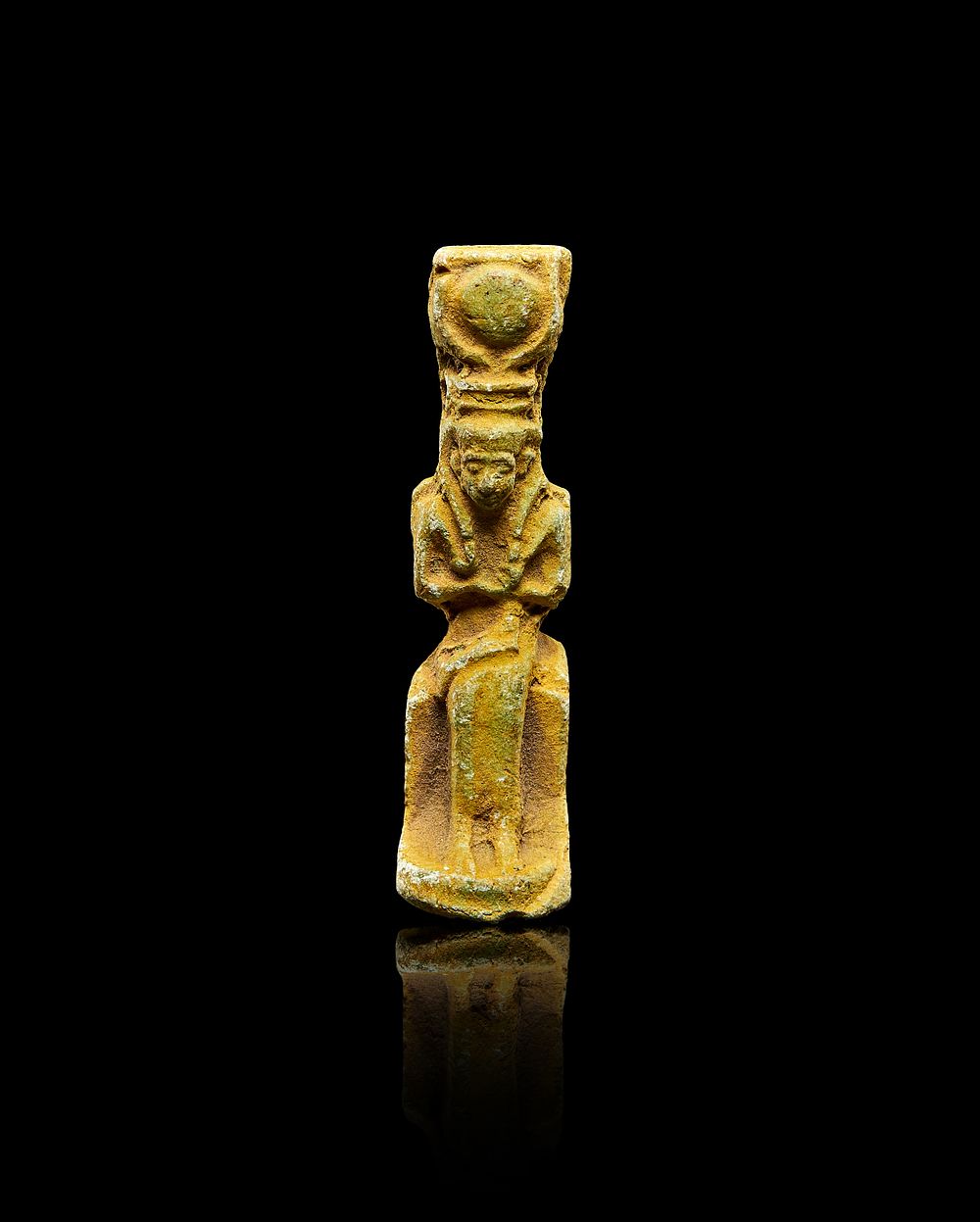 AN ANCIENT EGYPTIAN GLAZED FAIENCE FIGURE 
H: 4.5cm