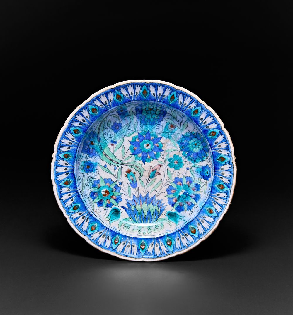 Lot 306: A LARGE ORIENTALIST IZNIK STYLE GLAZED POTTERY CHARGE, POSSIBLY FRENCH, 19TH CENTURY