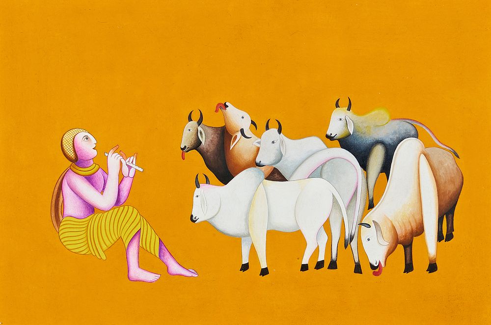 Lot 298: KRISHNA WITH COWS - MANJIT BAWA (1941-2008)