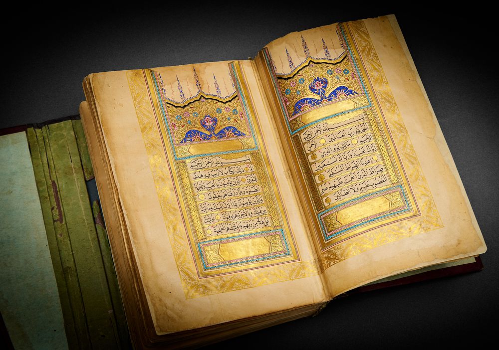 Lot 113: AN IMPORTANT ILLUMINATED OTTOMAN QURAN, SIGNED ADHAM IBRAHIM ALSURY, DATED 1279 HIJRI (1862 AD), TURKEY