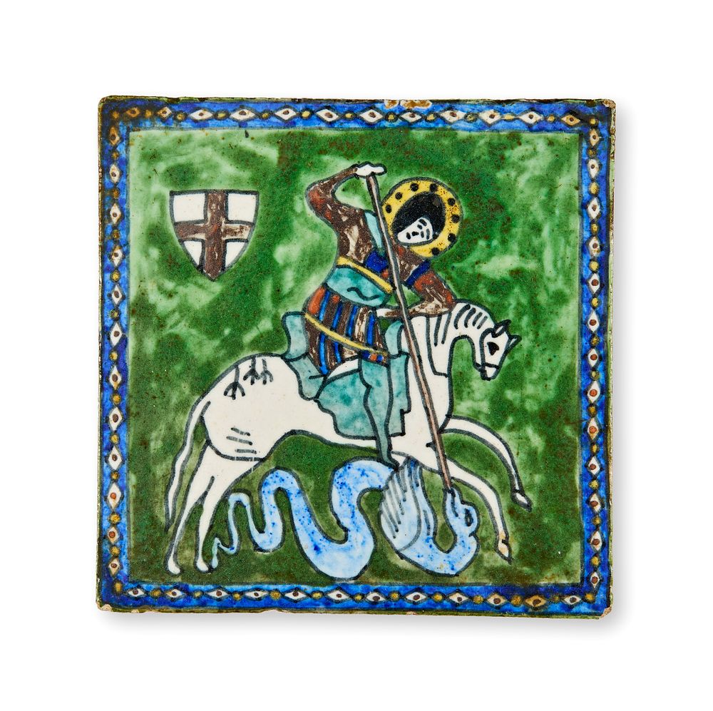 Lot 320: A PALESTINIAN GLAZED POTTERY TILE, JERUSALEM, EARLY 20TH CENTURY