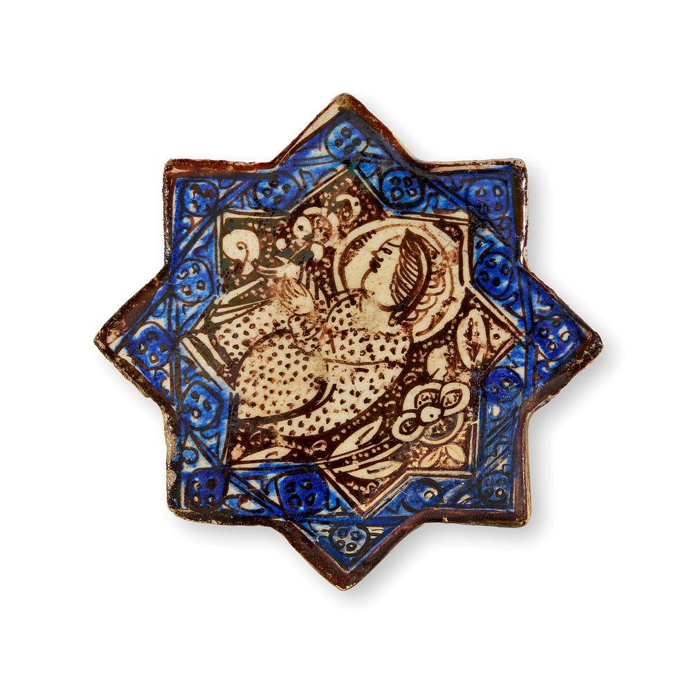 Lot 321: AN ILKHANID GLAZED POTTERY STAR TILE, PERSIA, 13TH - 14TH CENTURY