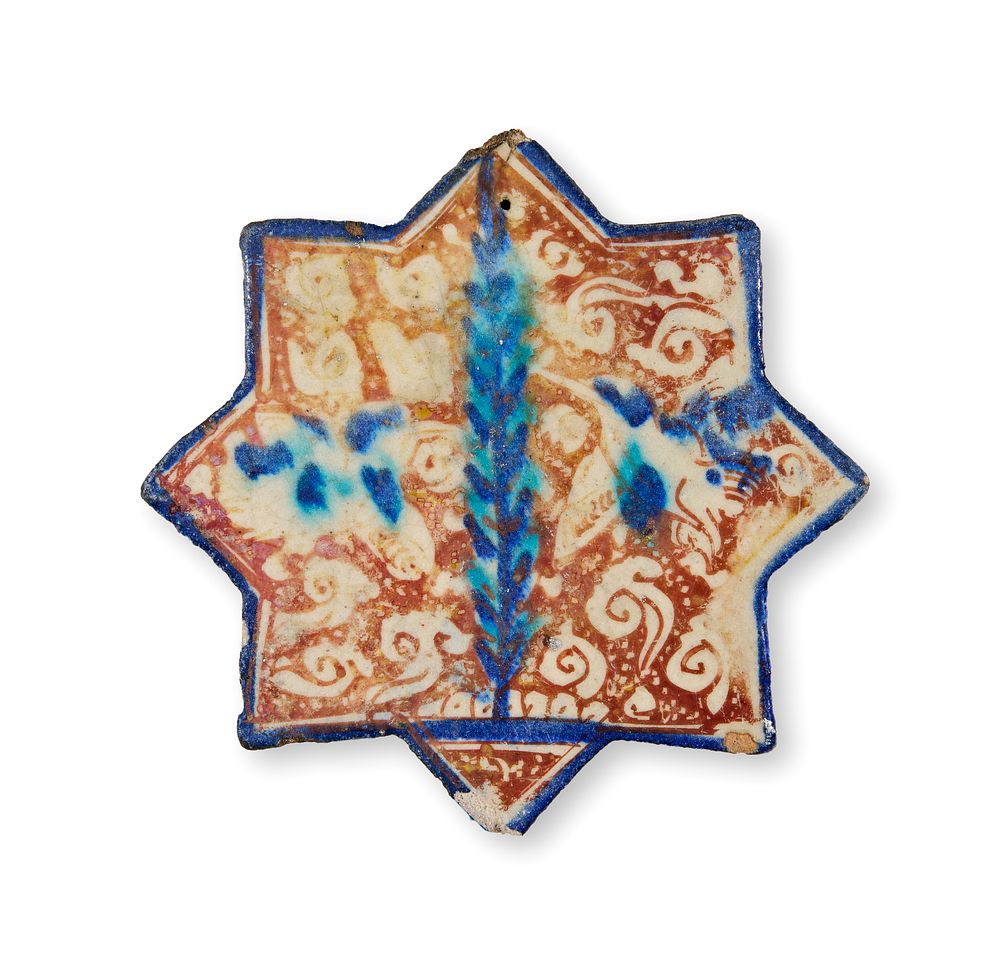 Lot 322: AN ILKHANID GLAZED POTTERY STAR TILE, PERSIA, 13TH - 14TH CENTURY