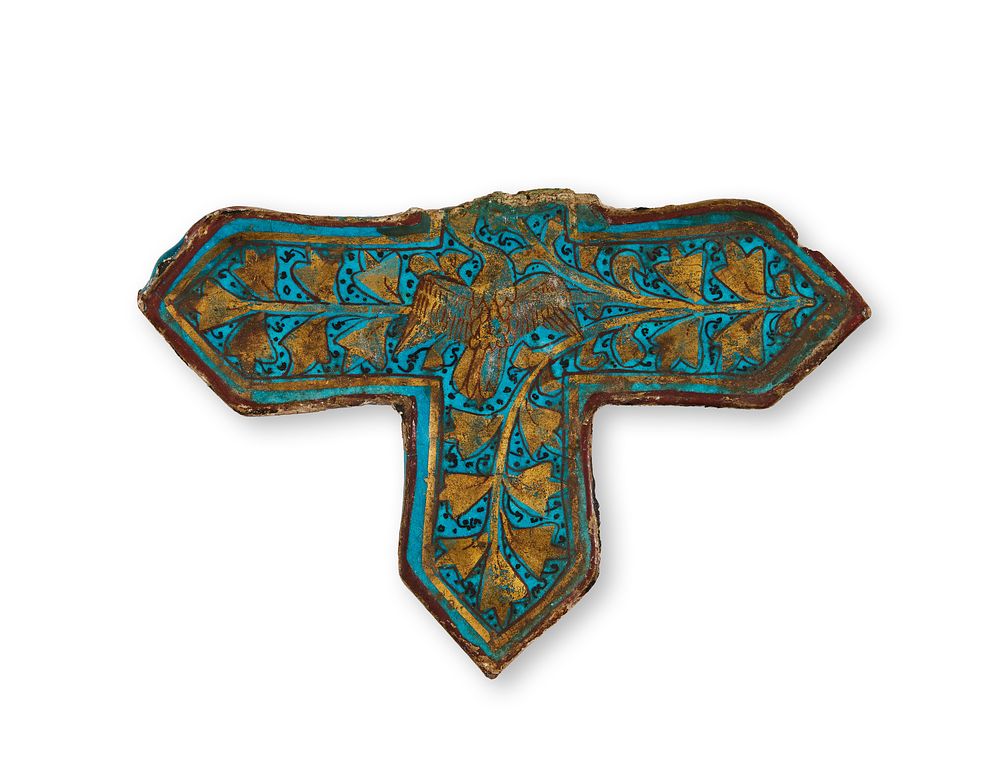 Lot 330: A LAJVARDINA MOULDED POTTERY TILE, PERSIA, 12TH - 13TH CENTURY