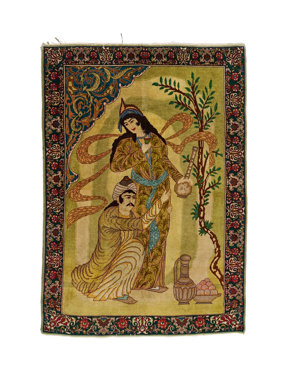 Lot 372: A WOOL PICTORIAL TABRIZ RUG, PERSIA, 20TH CENTURY