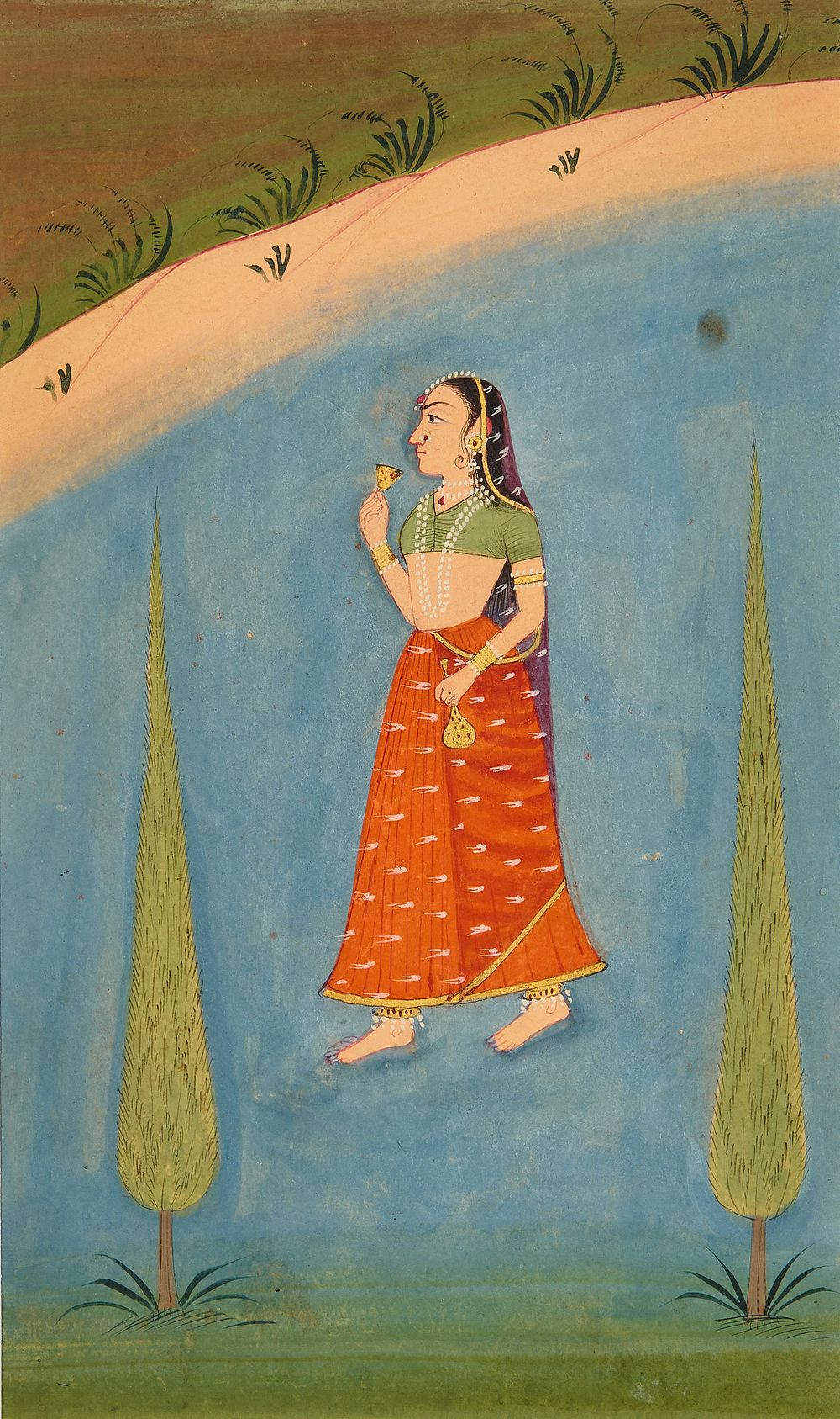 Lot 132: AN INDIAN MINIATURE PAINTING DEPICTING A ROMANTIC SCENE, LATE MUGHAL, 18TH - 19TH CENTURY