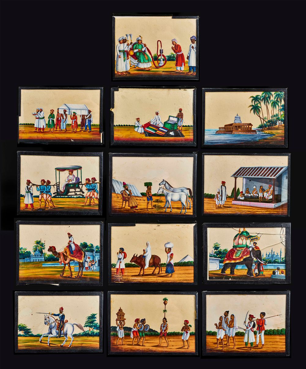Lot 347: SET OF 13 COMPANY SHCOOL INDIAN MICA PAINTINGS, 19TH CENTURY