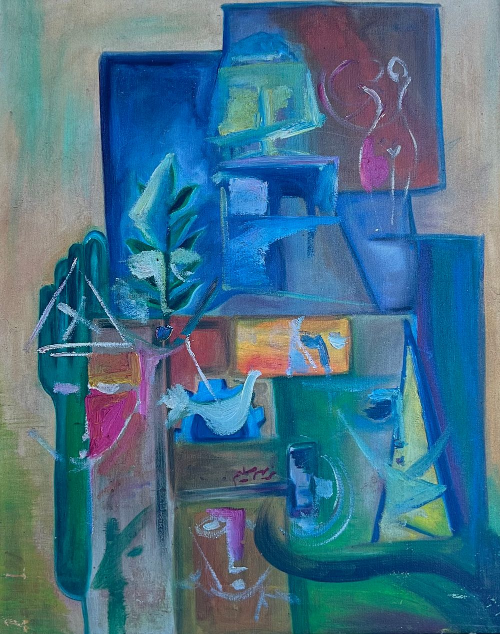 Lot 299: UNTITLED, OIL ON CANVAS PAINTING, NAZIHA SELIM (IRAQI, 1927-2008)