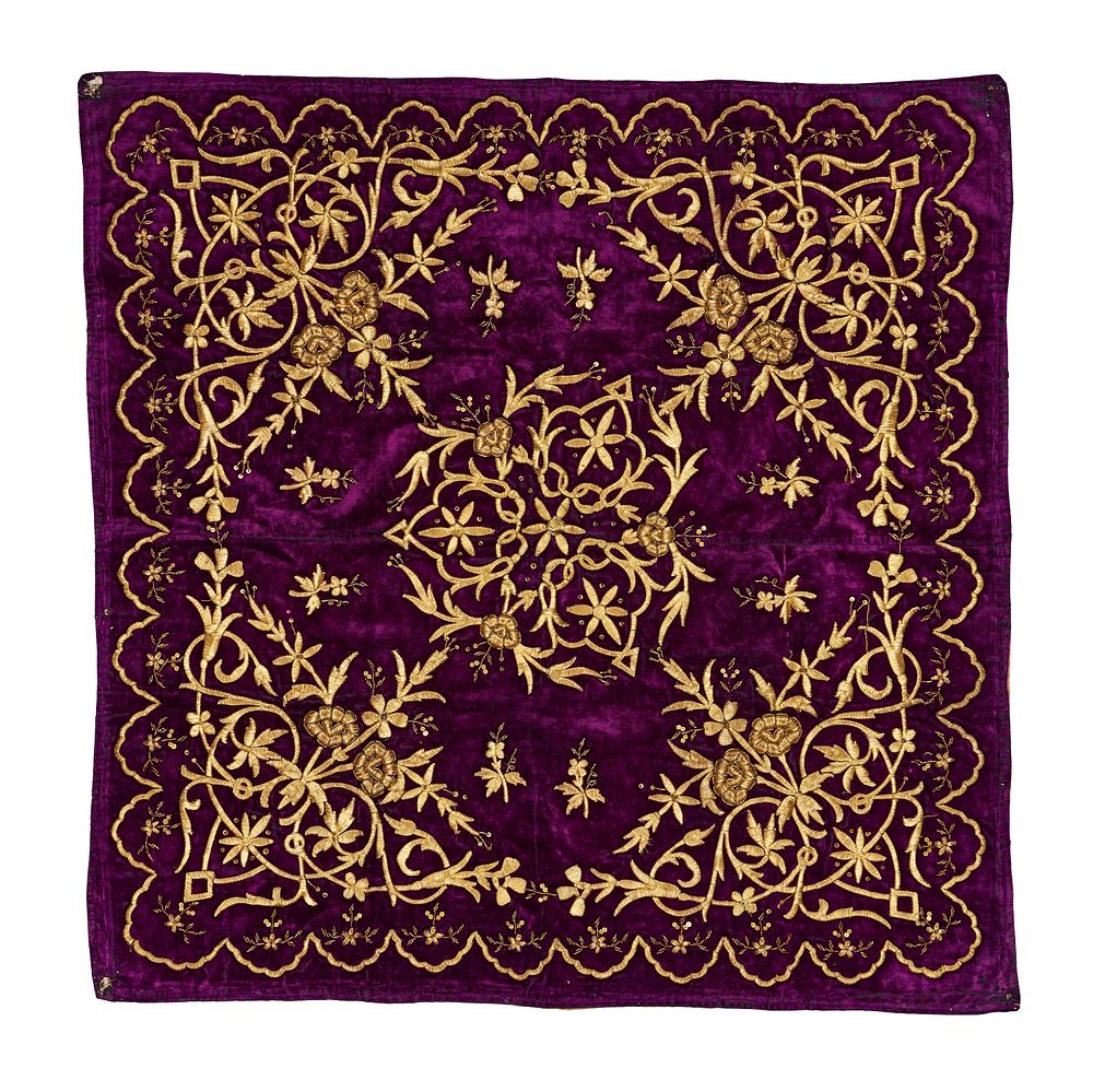 Lot 258: A VELVET AND METAL THREAD OTTOMAN TEXTILE, TURKEY, 19TH CENTURY