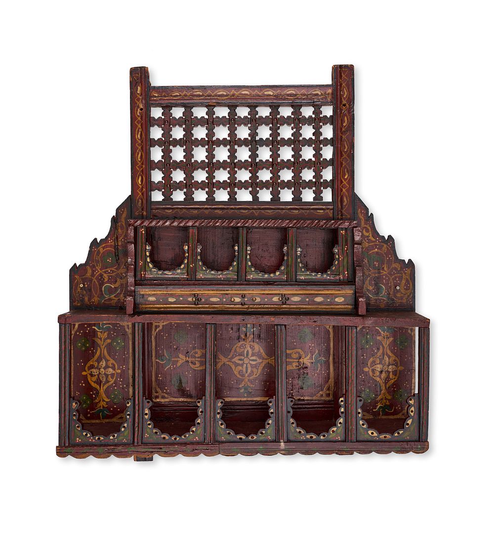 Lot 174: A CARVED INDIAN WOOD WALL SHELF, 19TH - 20TH CENTURY