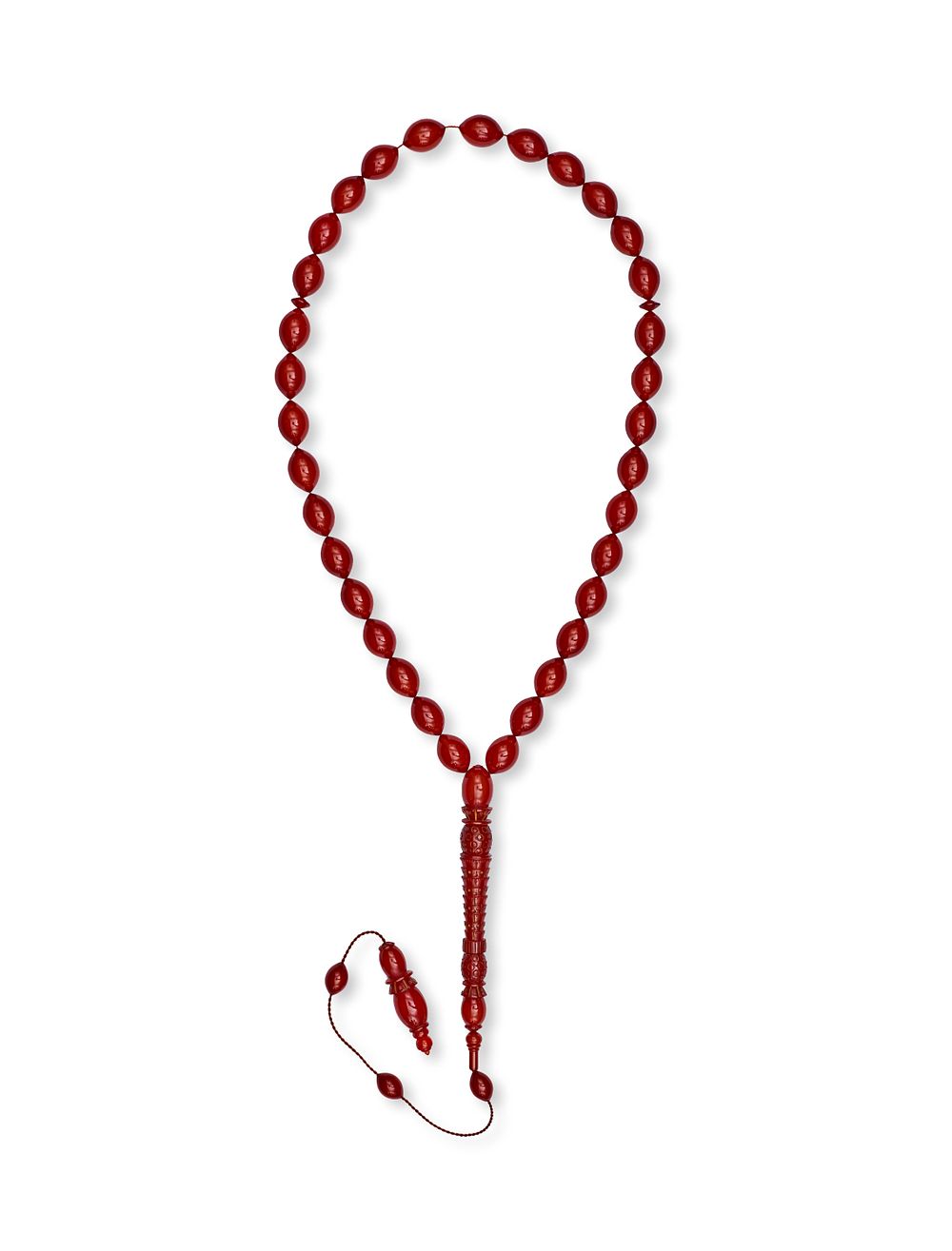 Lot 178: A TURKISH ROSARY/PRAYER BEADS PROBABLY BAKELITE CHERRY AMBER