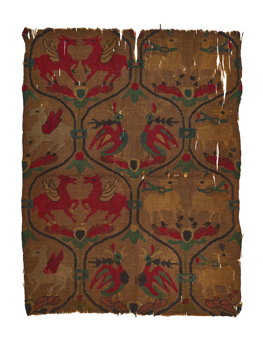 Lot 248: A SOGDIAN SILK SAMITE FRAGMENT, CENTRAL ASIA, 7TH - 9TH CENTURY