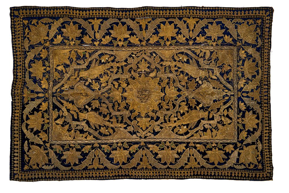 Lot 257: A 19TH CENTURY INDIAN METAL THREAD TEXTILE