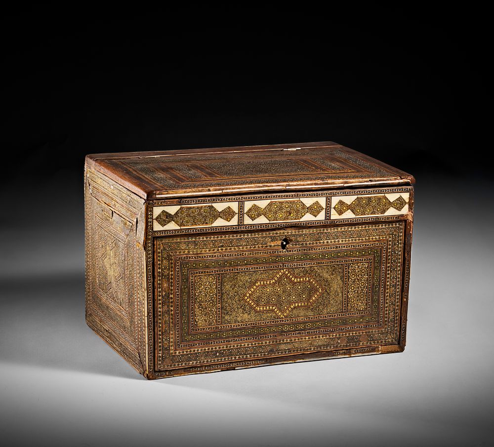 Lot 171: A QAJAR KHATAMKARI WOODEN CASKET, PERSIA, 19TH CENTURY