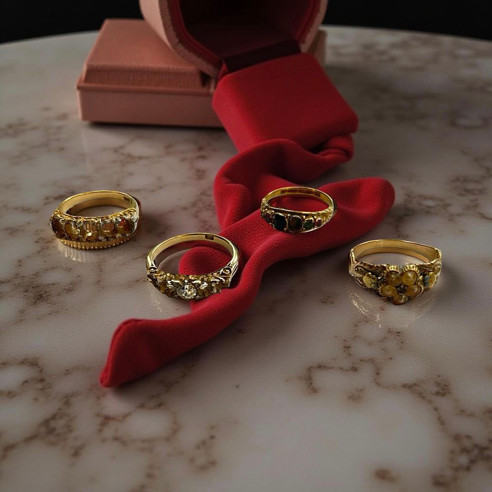Lot 329: 4 18ct gold 'wounded' rings.