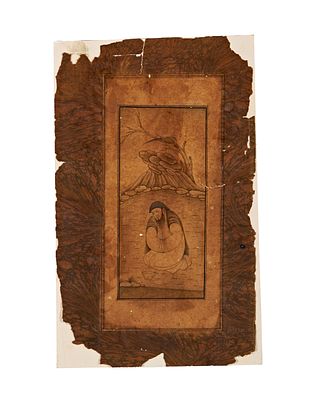 A MUGHAL MINIATURE DRAWING OF A SUFI DERVISH, INDIA, 17TH - 18TH CENTURY 
22 x 13.5cm