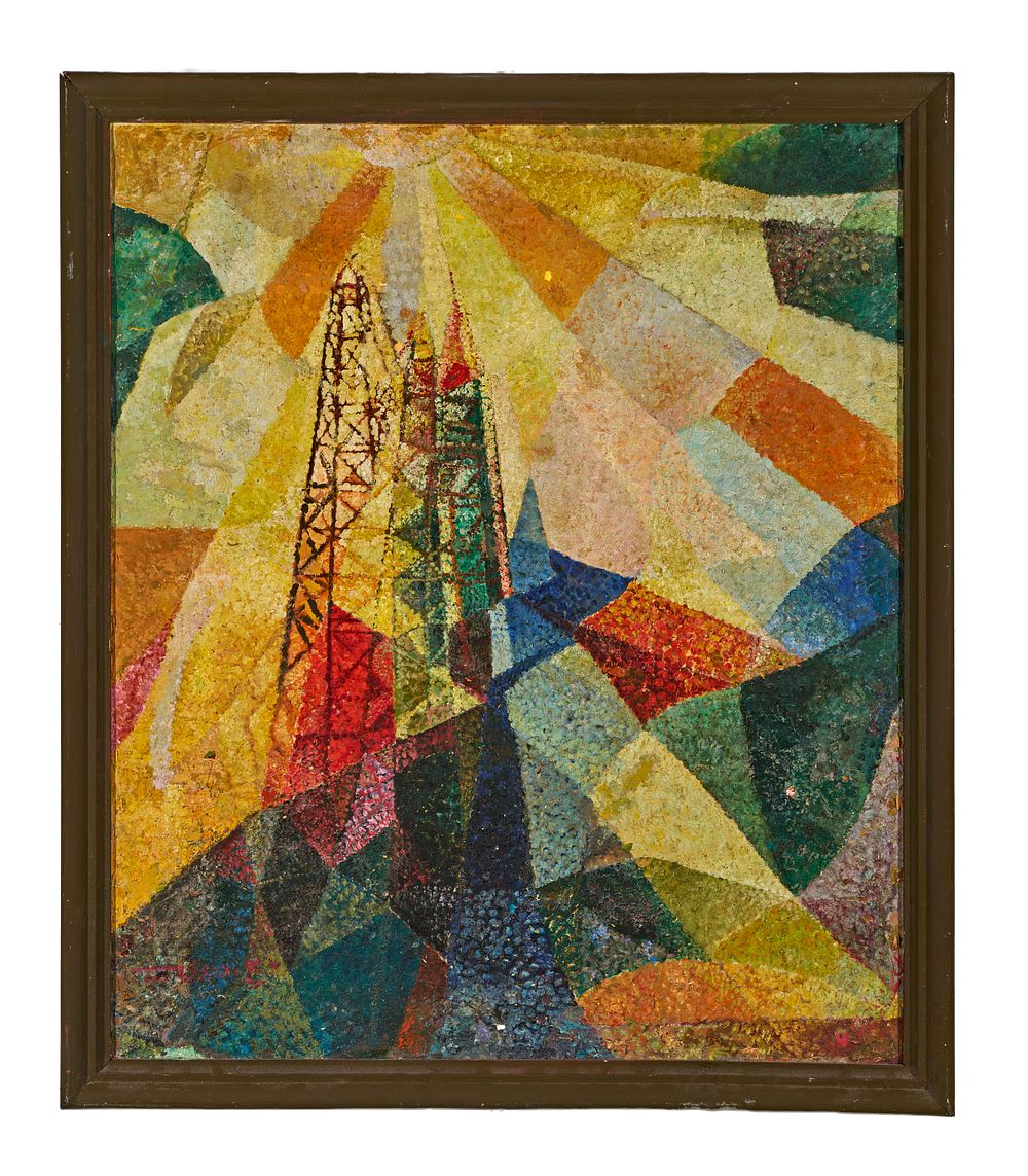 Lot 231: A LARGE UNTITLED OIL ON CANVAS PAINTING BY IRAQI ARTIST HAFIDH AL-DROUBI (1914 - 1991)