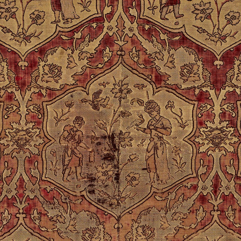Lot 301: A SAFAVID VELVET TEXTILE PANEL, PERSIA, 17TH CENTURY