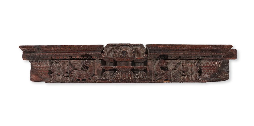 Lot 237: A CARVED INDIAN WOODEN ARCHITECTURAL PANEL, 18TH CENTURY