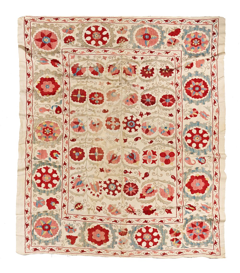 Lot 309: A SUZANI HANGING TEXTILE, UZBEKISTAN CENTRAL ASIA, 19TH - 20TH CENTURY