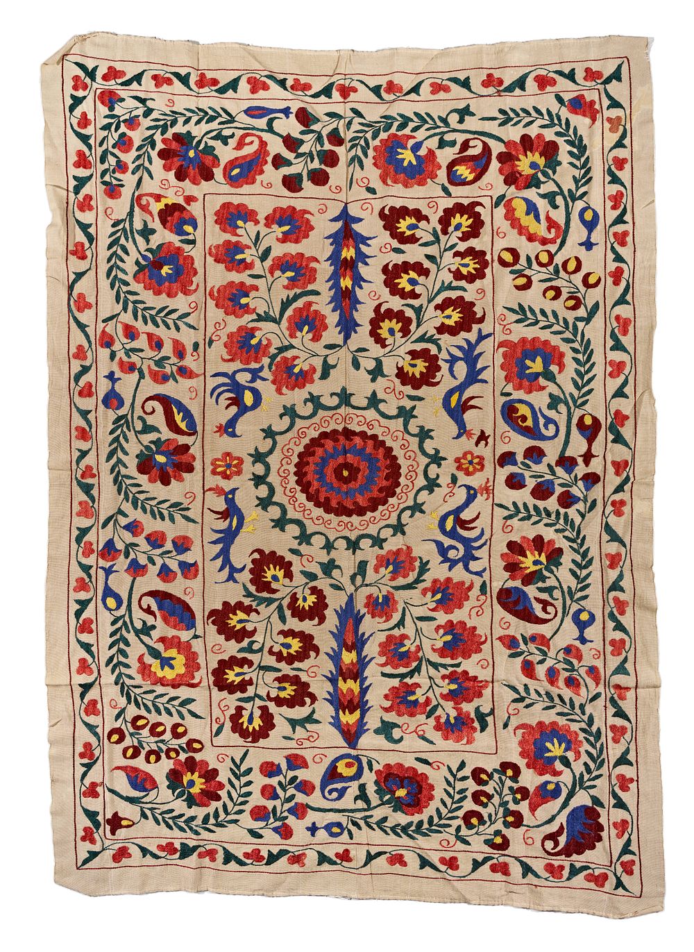 Lot 310: A CENTRAL ASIA SUZANI HANGING TEXTILE, UZBEKISTAN, 19TH - 20TH CENTURY