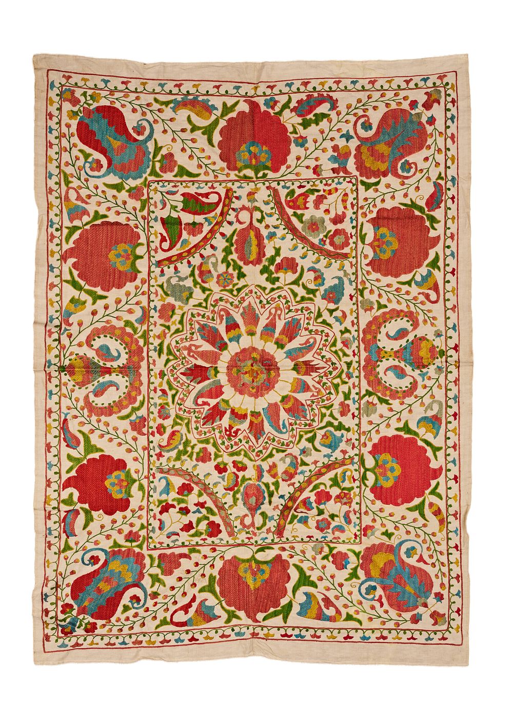 Lot 315: A CENTRAL ASIA SUZANI HANGING TEXTILE, UZBEKISTAN, 19TH - 20TH CENTURY