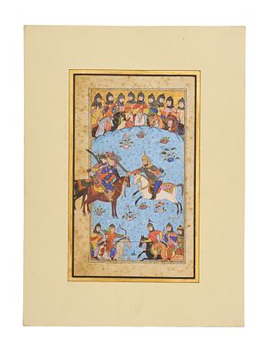 A PERSIAN MINIATURE PAINTING, LATE SAFAVID - EARLY QAJAR, 18TH - 19TH CENTURY . A finely 
