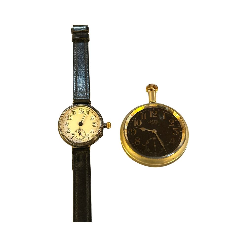 Lot 409: World War 1 Trench Watch and a Rare Military Pocket Watch