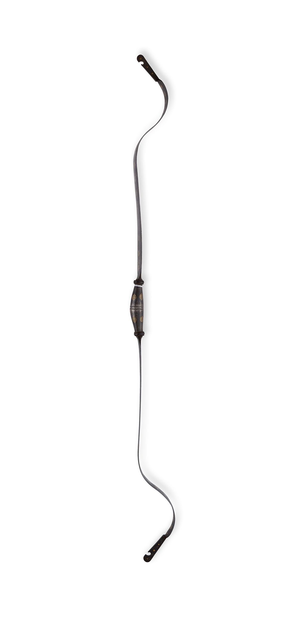 Lot 120: AN INDO-PERSIAN GOLD-DAMASCENED STEEL RECURVE BOW, 19TH CENTURY
