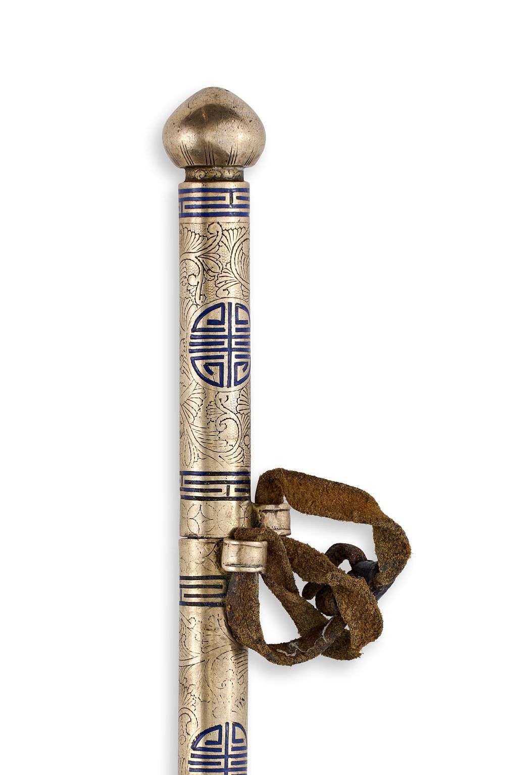 Lot 124: A SILVER INLAID BRONZE DOCUMENT HOLDER, TIBETAN OR KOREAN, 19TH CENTURY