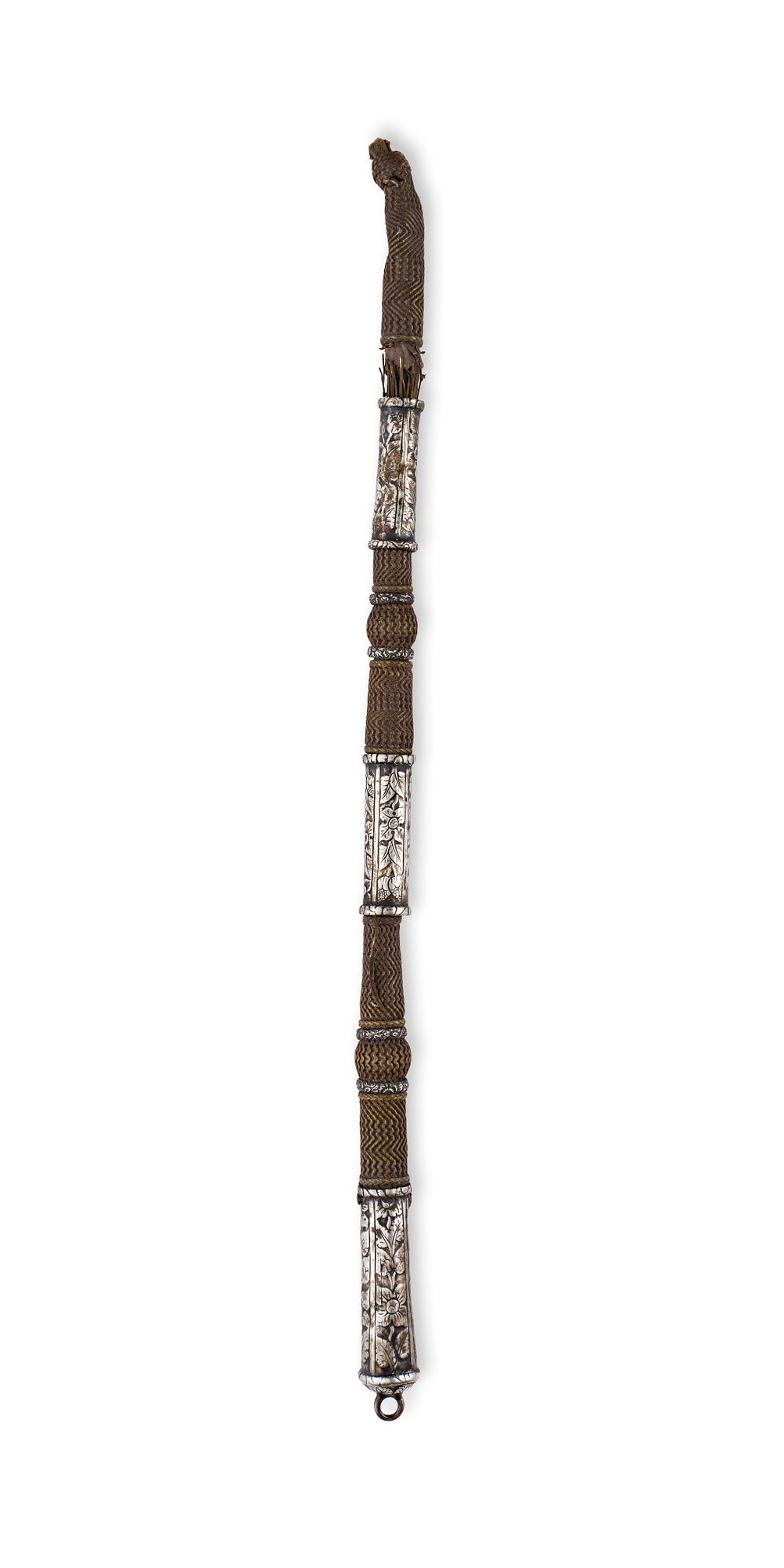 Lot 123: AN INDIAN SILVER-MOUNTED FLYING WHISK HANDLE, 19TH CENTURY