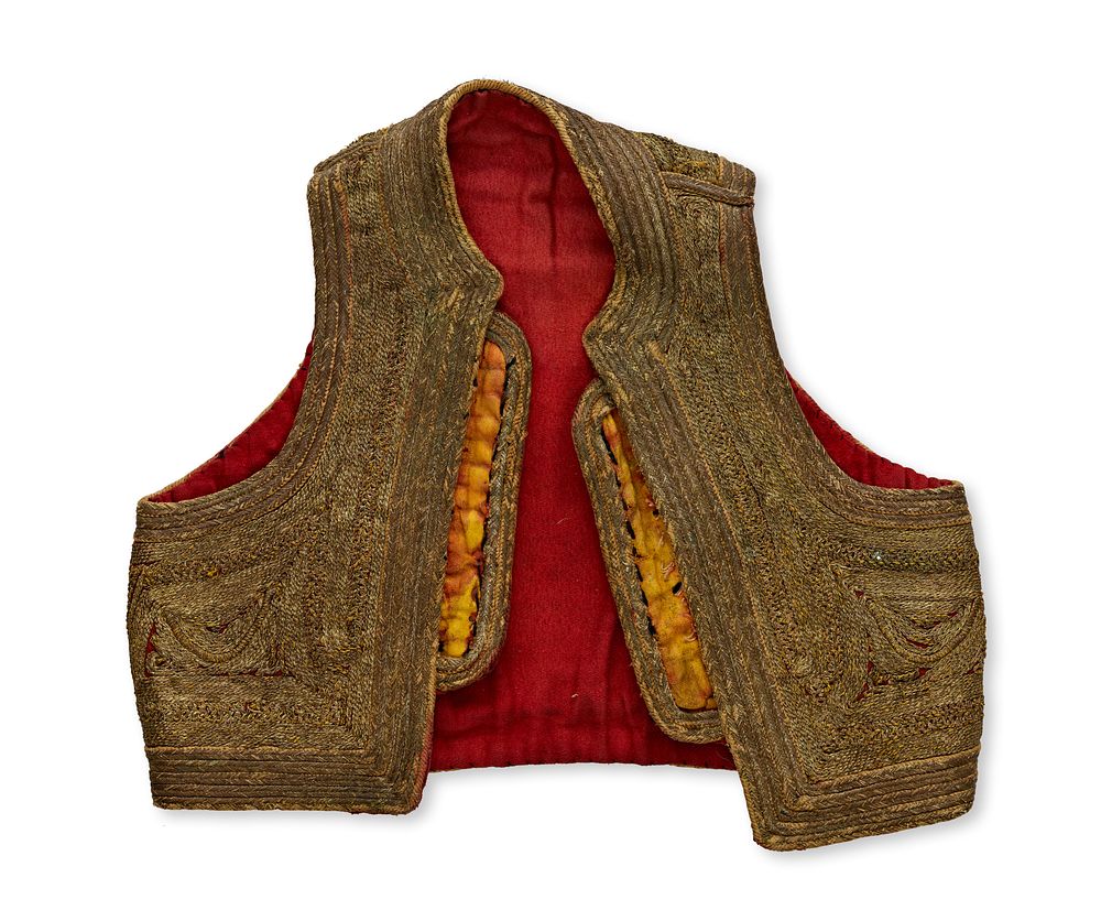Lot 76: AN OTTOMAN OR BALKAN METALLIC THREAD EMBROIDERED VEST (JELEK), TURKEY, 19TH CENTURY
