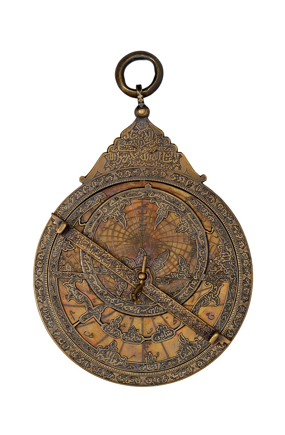 Lot 35: A QAJAR BRASS PLANISPHERIC ASTROLABE, PERSIAN, 19TH CENTURY