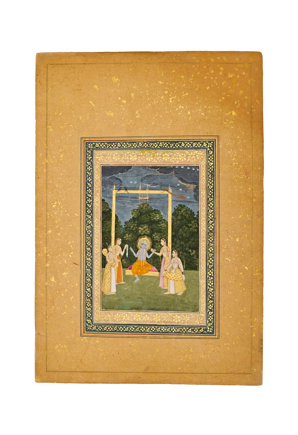 Lot 153: AN ILLUSTRATION MINIATURE TO A RAGAMALA SERIES: HINDOL RAGA, INDIAN SCHOOL, LUCKNOW, 18TH CENTURY