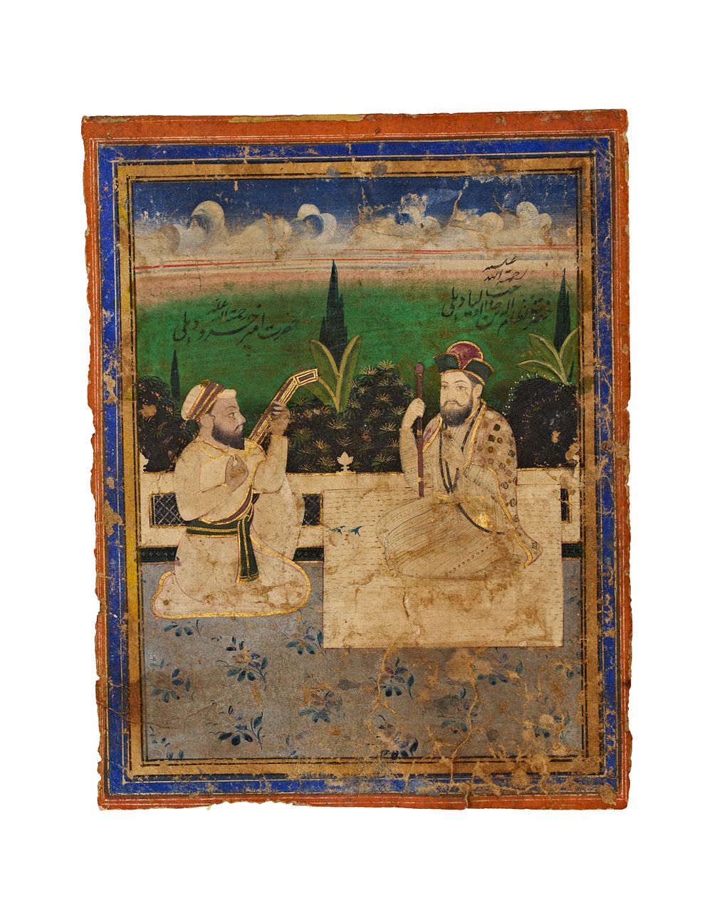 Lot 154: A DECCANI MINIATURE PAINTING OF HAZRAT NIZAMUDDIN AULIYA AND AMIR KHUSROW, INDIA, 17TH - 18TH CENTURY