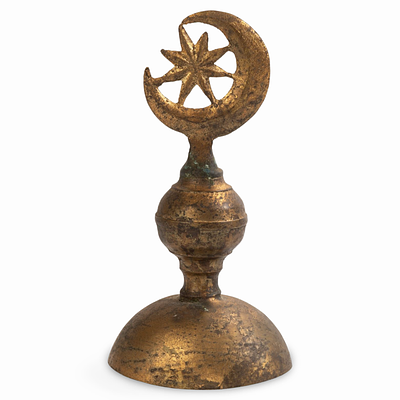 A RARE OTTOMAN GILDED METAL ALAM FINIAL, TURKEY, 19TH CENTURY . This 19th-century Ottoman 