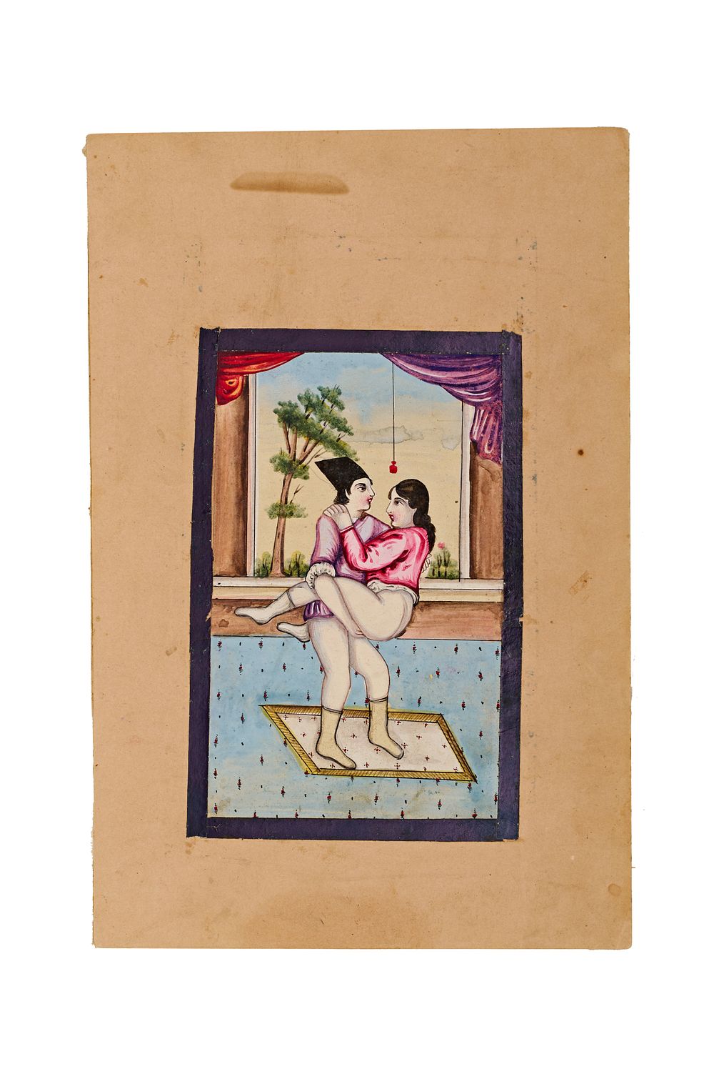 Lot 211: A Qajar Erotic Page, Persia, 19th Century