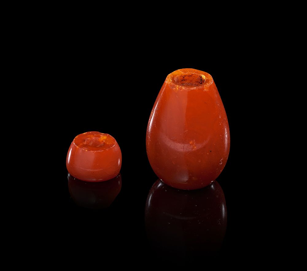 Lot 49: TWO OTTOMAN AMBER PIPE ORNAMENTS, TURKEY, 19TH CENTURY