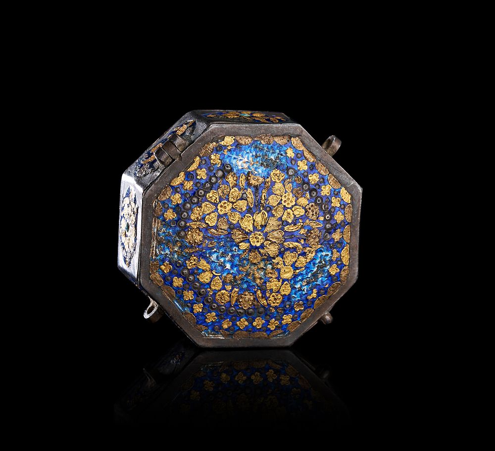 Lot 278: AN ENAMELLED SILVER QURAN CASE, PERSIA QAJAR, 19TH CENTURY