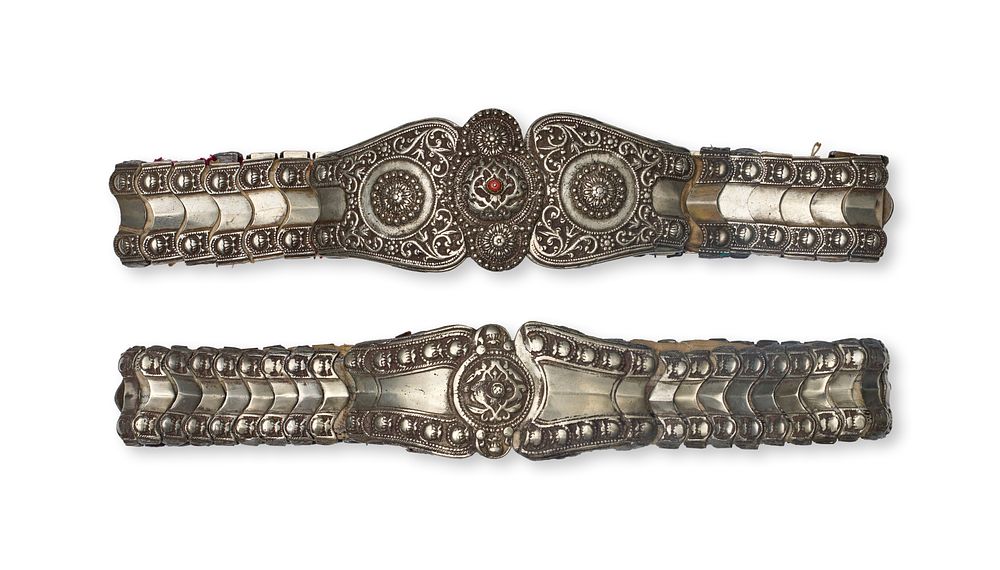 Lot 162: TWO OTTOMAN BALKANS WHITE METAL BELTS, 18TH - 19TH CENTURY
