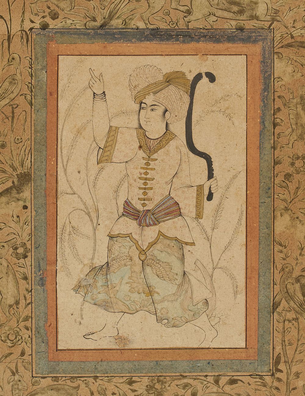 Lot 197: A SAFAVID MINIATURE PAINTING DEPICTING A COURTLY YOUTH REZA ABBASI STYLE, PERSIAN, 17TH CENTURY
