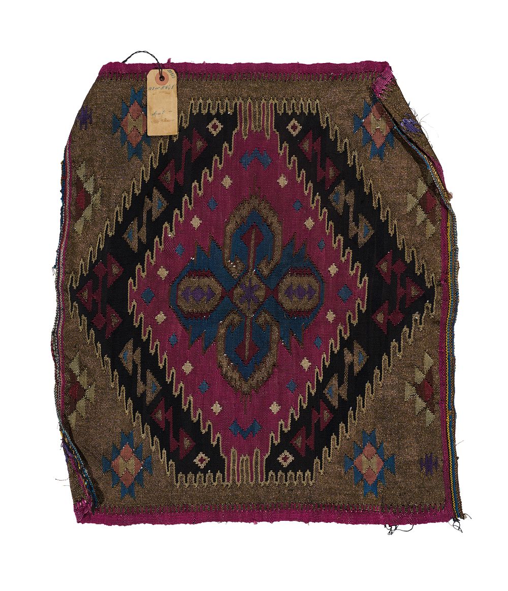 Lot 275: A METAL THREAD TRIBAL FLAT-WOVEN TEXTILE FRAGMENT, LEBANON OR SYRIA, 19TH CENTURY